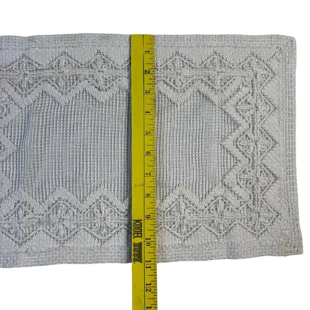 Vintage Off White Net Embroidered Placemats Set of 6 Farmhouse Boho 17x11